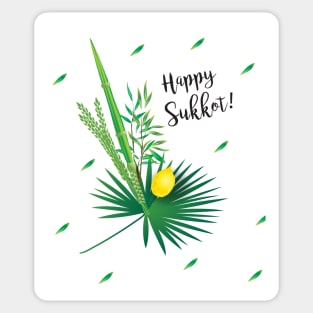 Sukkot Lulav and Etrog Tropical Leaves Jewish Holiday Sticker